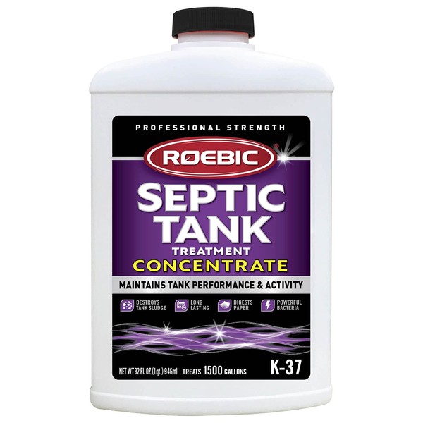 Roebic K-37-Q-C1500-4 Septic Tank Treatment, 32 oz, 16 Ounce Concentrate Safe for All Plumbing Systems, Color