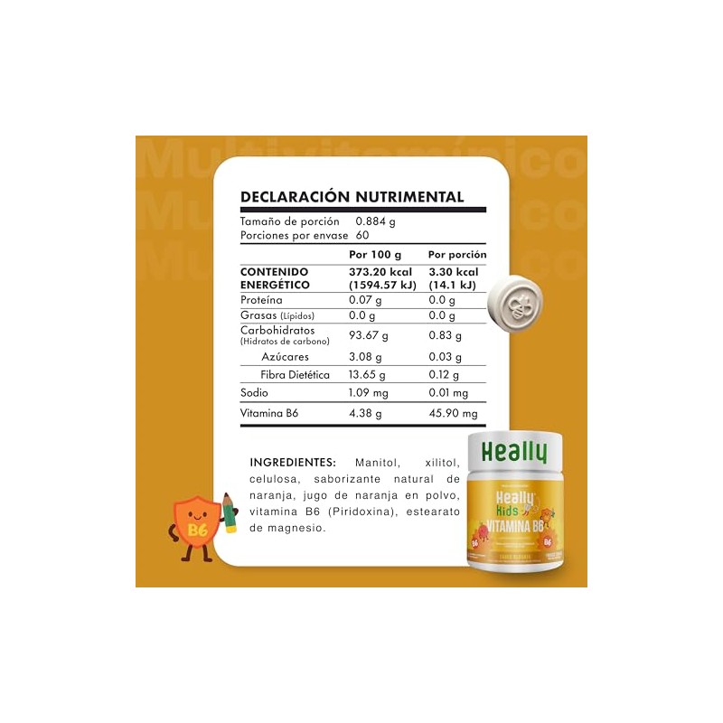 Heally Kids Vitaminas Niños Vitamina Tabletas Disolubles Energía Bienestar Vegano