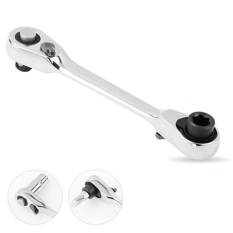 JUSTAUS 1/4 Inch Mini Double Headed Ratchet Wrench 72 Tooth