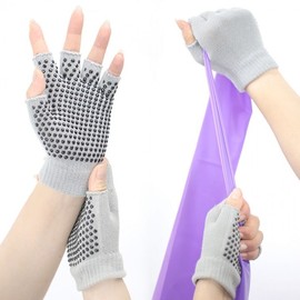 Anti-slip 5-Finger Yoga & Pilates Fitness Gloves Free Size/Black Black Dot Beads 10ea