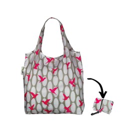 Re-Uz Lifestyle Shopper Foldable Reusable Shopping Grocery Bag - Pink Humming Bird