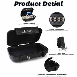 RESET -G13 Portable Safe Security Box - Advanced Cash Box with Combination Lock and Removable Cable, Ideal for Travel, Home, Office, Outdoor Activities, Waterproof, Anti-Theft