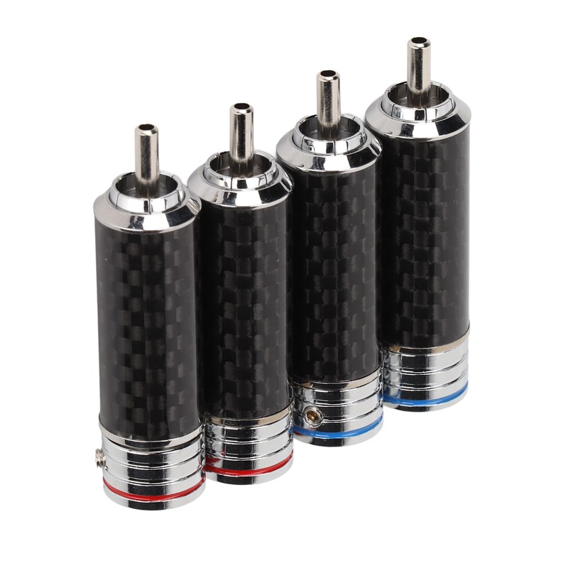 4Pcs RCA Sound Plug Carbon Fiber Chrome 8mm Wire Diameter