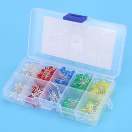 200 Piezas LED Diodos,Asixx,Focos LED,de Rojo, Amarillo, Blanco, Verde, Azul, 3mm Y 5mm, Para Equipos Eléctricos Y Electrodomésticos En El Hogar, La Oficina Y La Industria