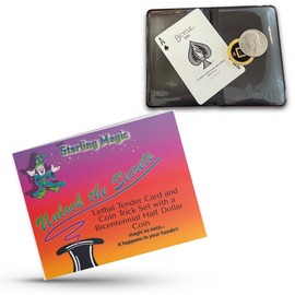 Ted's Sterling Magic Lethal Tender Card and Coin Trick Set, Astounding, Self-Working, Precision Made Magic with a Bicentennial Half Dollar Coin (Red Back Card, Shell Style Coin)