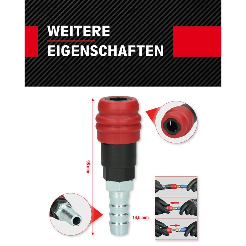 KS Tools 2-stage compressed air coupling 999.9098 14.5 mm, compressed