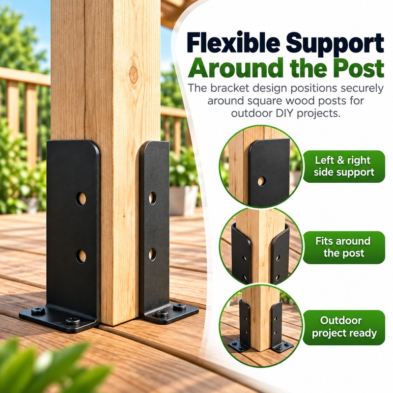 Adjustable Post Anchor Bracket for Wood Supports – Reversible Stainless