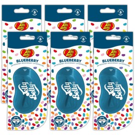 Jelly Belly Car Air Freshener, 3D Gel, 30 Day Long Lasting Fragrance, Blue Hanging Car Scent Accessory - Blueberry 6 Pack