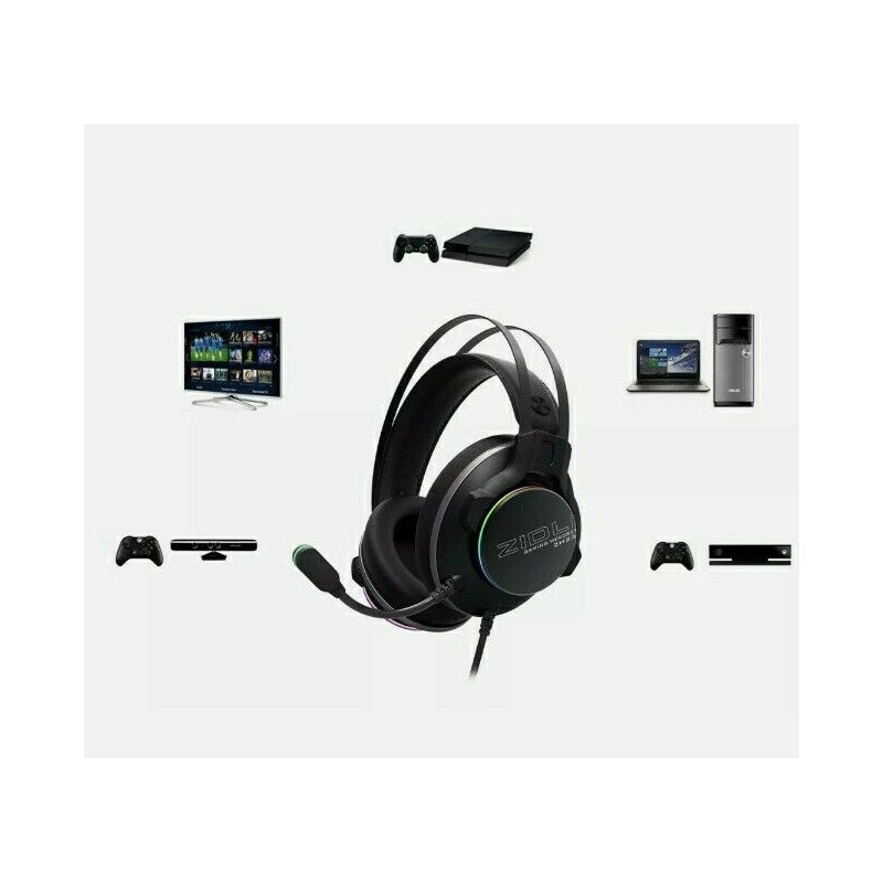 ZIDLI 7.1 Virtual Surround Sound Gaming Headset with RGB Lights