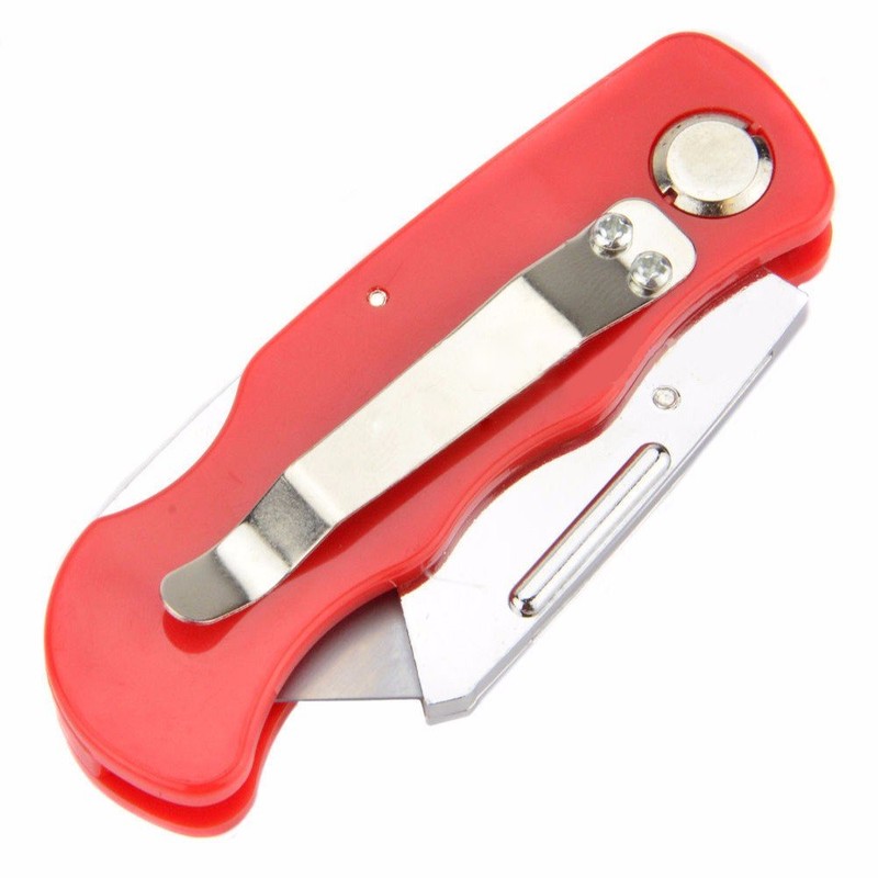 Wideskall® Red Folding Pocket Lockback Utility Knife with 5 Extra