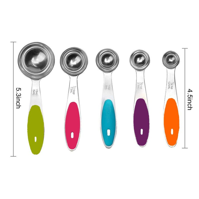 Fsdifly-Stainless Steel Measuring Spoons 5 Piece Stackable Set - Measuring