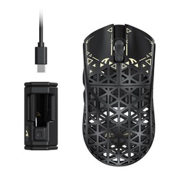 ATTACK SHARK R5 Ultra Carbon Fiber HyperSpeed Wireless Gaming Mouse, 39g Ultralight Mouse, 2.4G/BT/USB-C Wired, PAW3950MAX Sensor, 8KHz Wireless Sampling Rate, 42000DPI, for Wins/Mac - Black