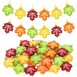 24Pcs Hanging Autumn Decor, 4 Colors Thanksgiving Ornaments for Tree, Mini Hanging Fall Leaf Decor Thanksgiving Tree Ornaments for Autumn Harvest Farmhouse Indoor Outdoor Decorations