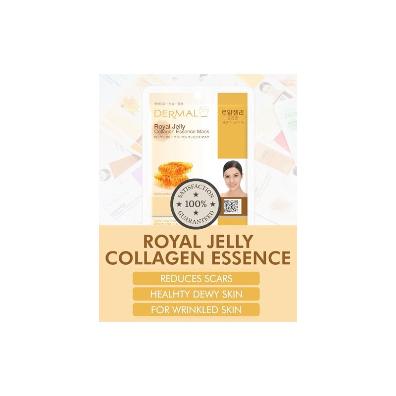 Dermal Mascarillas Faciales Coreanas de Jalea Real y Col geno
