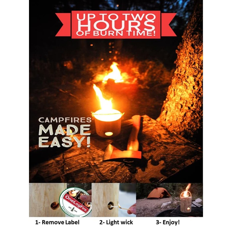 One Log Fire, Mini – Single Log Campfire, 100% Natural
