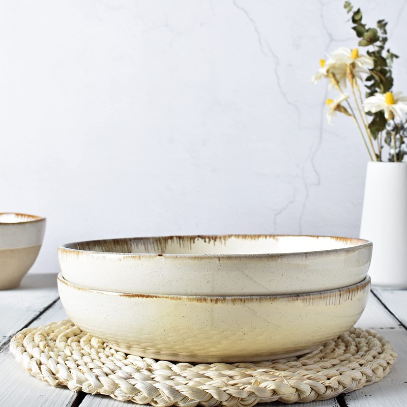 Bosmarlin Stoneware Large Pasta Bowls, 40 Oz, Set of 4,