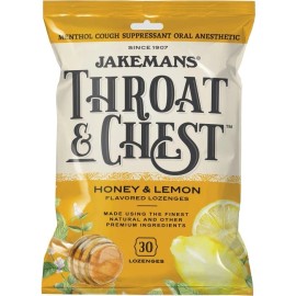 Jakemans Throat & Chest Lozenges Honey & Lemon 30 EA