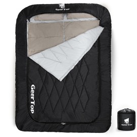 GEERTOP Comfort Doublewide Sleeping Bag with Blanket Queen Size Two Person Sleeping Bag for Adults, Couples & Family Camping