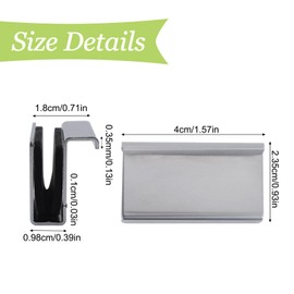 UFURMATE 4Pcs Non Magnetic Latch Clamp Pull Rectangular Glass Finger Edge Pull Frameless Glass Clip Magnetic Door Touch Clamp Handle for 5-6mm Thick Glass Door (Pearl Chrome)