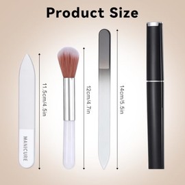 Glass Nail Files for Natural Nails, Professional Manicure Tools, 3Pcs Crystal Glass Fingernail Files with Case, 1Pcs Nano Glass Nail Shiner Polishers,
