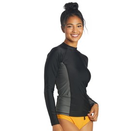 Sporti Women's L/S UPF 50+ Sport Fit Rash Guard - Black/Grey - Small