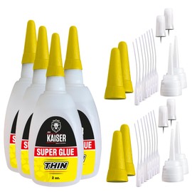 Der Kaiser Thin CA Super Glue – 4 Pack (4 x 2 oz Bottles) – Industrial-Grade Cyanoacrylate Adhesive for Woodworking, Hobby Models, Plastic, and DIY Projects