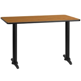 Flash Furniture 30'' x 48'' Rectangular Natural Laminate Table Top with 5'' x 22'' Table Height Bases