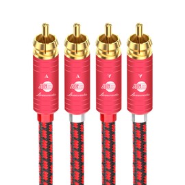 BOAACOUSTIC JIB 2 RCA Audio Cable RCA/phono cable, 2×2 plugs for Amplifier,Active Speakers or Subwoofer with Gold-Plated Plugs, 2m, Red