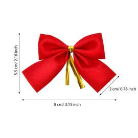 WILLBOND 96 Packs Mini Christmas Bow Decorations for Christmas Tree, 3.15 Inch Small Bows for Xmas Tree Crafts Home Ornaments Party Gift DIY Hanging Decor (Red, Velvet)