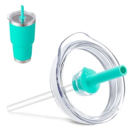 Bluwing 30 oz Tumbler Lid with Straw for YETI, Replacement Lid for YETI Rambler 26 oz Cup, 30 oz Tumbler, 35 oz Straw Mug, Spill Proof Lids(Teal)