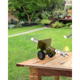 Faitio Mini Firecracker Launching Cannon Model, Stainless Steel Mini Cannon Model with Mechanism, Military Model Collection Ornaments, Green