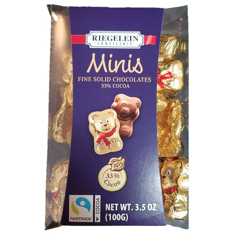 Riegelein Mini Solid Gold Bears 33% Milk Chocolate Holiday Stocking
