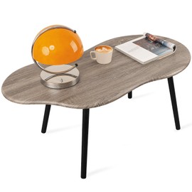 Small Coffee Table Cloud Shaped Living Room Tables Farmhouse Rustic Coffee Tables Wooden Irregular Accent Center Table for Small Spaces Home Office Grey Wash
