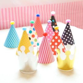 GDLPZM 11pcs Birthday Party Cone Paper Hats with Colorful Patterns for Wedding Decorations, festival celebration