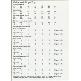 Patons Knitting Pattern C 4443 - DK Cable & Stripe Nautical Top Women 30"-40"