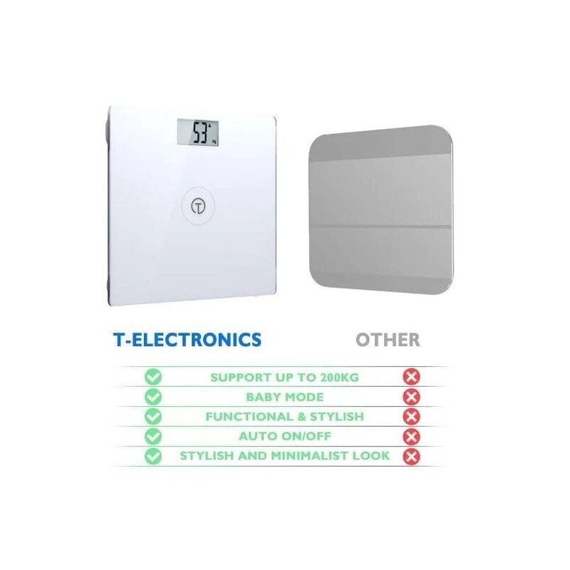 T Electronics Digital Scale for Body Weight up to 440lbs