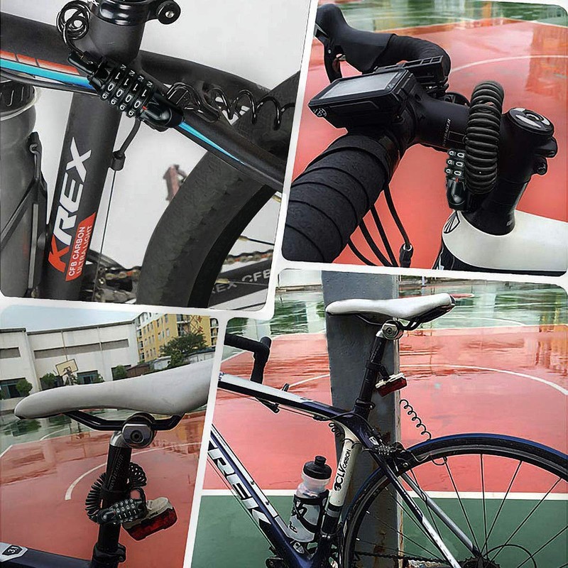 自転車ロック SpyFlyLie 自転車 バイク用 ケーブルロック 約180cm 4桁ダイヤル式 カギ不要 パスワード自由設定 暗証番号