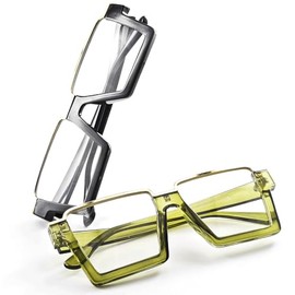 Laemzinv 2 Pack Oversized Square Blue Light Glasses for Women, Large Semi Rimless Thick Frame Reading Blocker, Big Reader for Computer Eyewear and Gaming Glasses LA044-BL-COMB-3-GREEN+BLACK