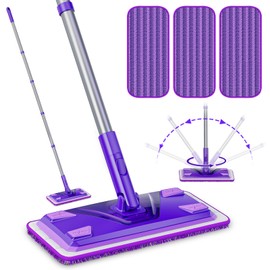 EHADOO Floor Mop for Floor Cleaning: Mop for Laminate Wood Tiles Vinyl Floors - Wet Dry Dust Mop for Kitchen Bathroom Home - Mop with 3 Reusable Washable Mop Pads