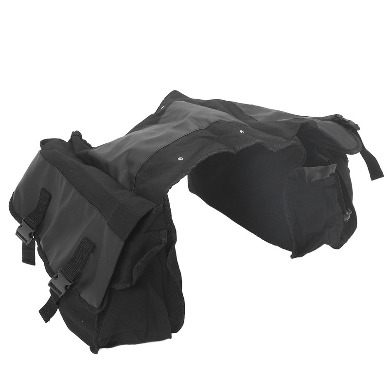 Bicycle Rear Seat Bag Black Large Capacity Canvas Waterproof Elastic