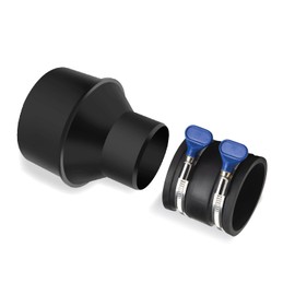 POWERTEC 70402 4" Hose to 2-1/2" Hose Cone Reducer and 2-1/2" Dust Control Flex Cuff with Adjustable Key Hose Clamps for Dust Collection on Power Tool and Vacuum