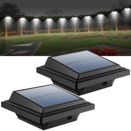 UniqueFire Solar Gutter Lights Outdoor, 40 LEDs Bright Solar Powered led Fence Light Deck Lights Waterproof for Wall, Deck, Fence, Stair, Step and Yard (Black,Cool White-2 pack)