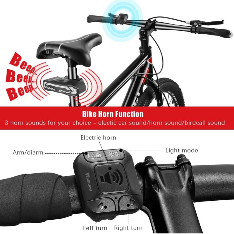 WSDCAM Smart Bike Tail Light with Turn Signals and Rear