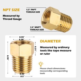 GGTE 59953 RV Propane Fitting 1/4" Female Inverted x 1/4" FlareMale NPT 2 Pack