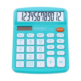 Desktop Calculator 12 Digit with Large LCD Display and Sensitive Button, Solar and Battery Dual Power, Standard Function for Office, Home, School, CD-2786 (Light Blue)