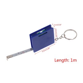 Blue Mini Keychain Tape Measure with Square & Bubble Level Steel Ruler 1meter Measuring Tape for Household Horizontal Bubble Level Portable Measuring Tool Pocketsized Tape Measure(ZS486)