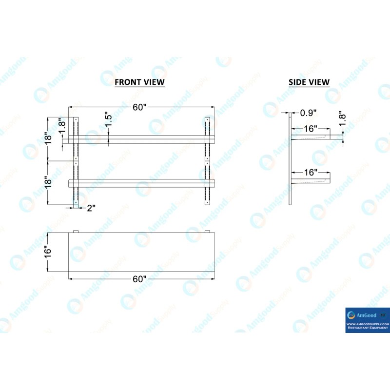 AmGood 16 in. x 60 in. Two-Tier Metal Wall Mount