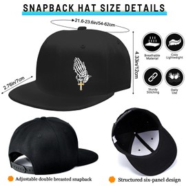 Christian Flat Bill Hats for Men Snapback Hats for Men Jesus Cross Hat Black Fitted Cool Hat Adjustable Snap Back Baseball Cap Hip Hop Workout Trucker Caps New Year Christmas Christ Gifts