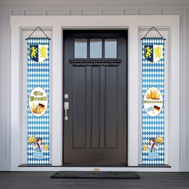 Ayizhiniu 2pcs Oktoberfest Decorative Banner, Bavarian Oktoberfest Flags, Oktoberfest Decoration Outdoor Banner, Suitable Oktoberfest Indoor Outdoor Hanging Decoration