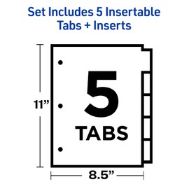 Avery Binder Dividers - 5-Tab Insertable Multicolor Big Tabs for Binders, 6 Sets of Dividers (11109)